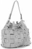 Vittoria Gotti Modna Torebka Skórzana Unikatowy Shopper Made in Italy Jasno Szara